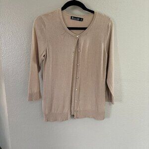 7th Avenue Design Studio Cardigan;‎ Cream/Tan Color